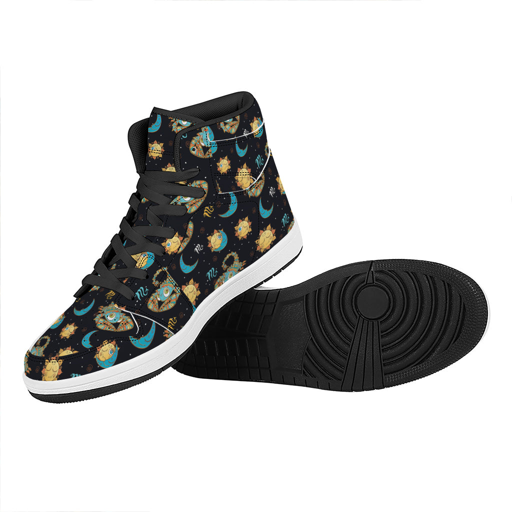 Cute Cartoon Scorpio Pattern Print High Top Leather Sneakers