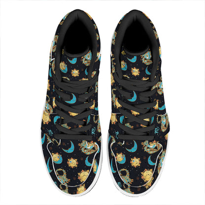 Cute Cartoon Scorpio Pattern Print High Top Leather Sneakers