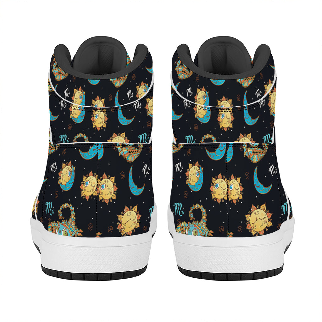 Cute Cartoon Scorpio Pattern Print High Top Leather Sneakers