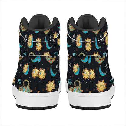 Cute Cartoon Scorpio Pattern Print High Top Leather Sneakers