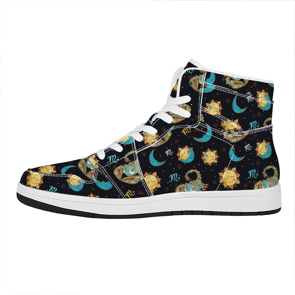 Cute Cartoon Scorpio Pattern Print High Top Leather Sneakers