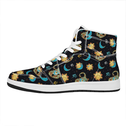 Cute Cartoon Scorpio Pattern Print High Top Leather Sneakers
