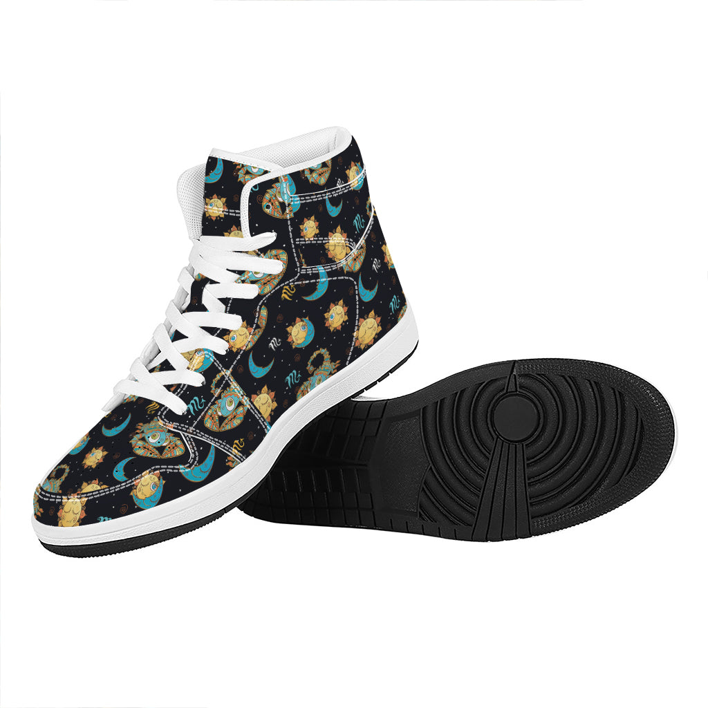 Cute Cartoon Scorpio Pattern Print High Top Leather Sneakers