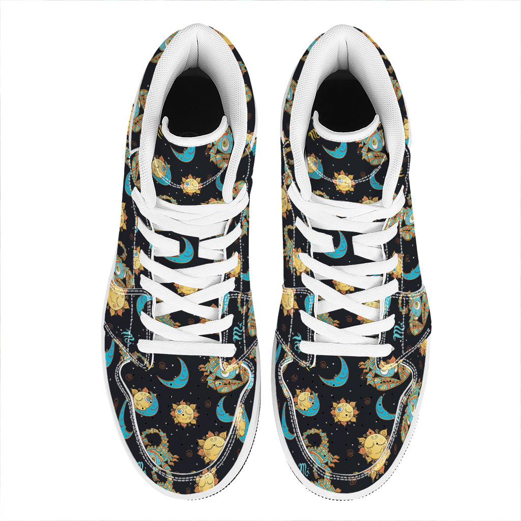 Cute Cartoon Scorpio Pattern Print High Top Leather Sneakers