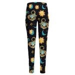 Cute Cartoon Scorpio Pattern Print High-Waisted Pocket Leggings