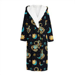 Cute Cartoon Scorpio Pattern Print Hooded Bathrobe