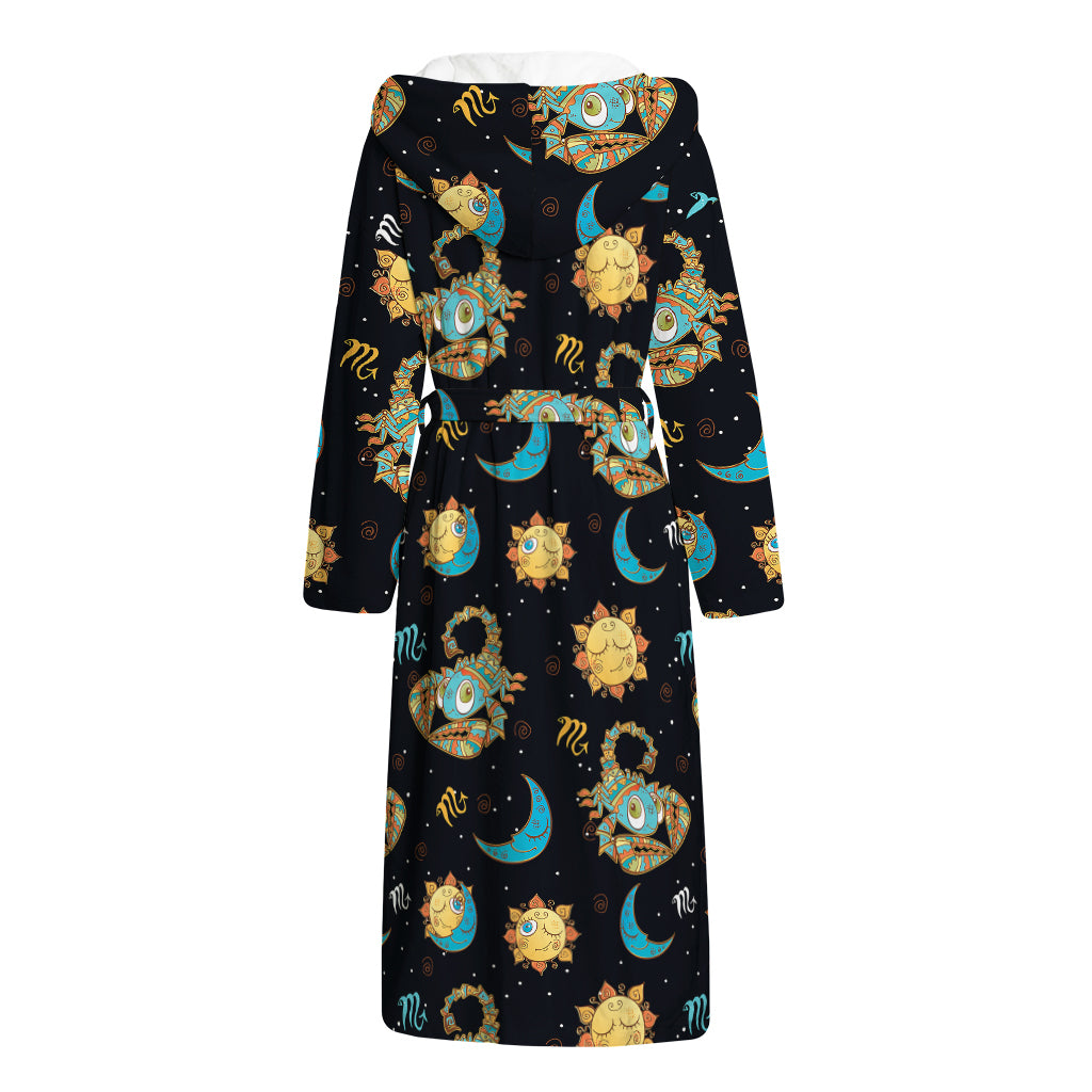 Cute Cartoon Scorpio Pattern Print Hooded Bathrobe
