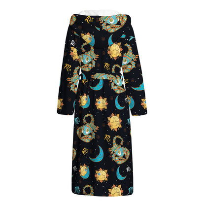 Cute Cartoon Scorpio Pattern Print Hooded Bathrobe