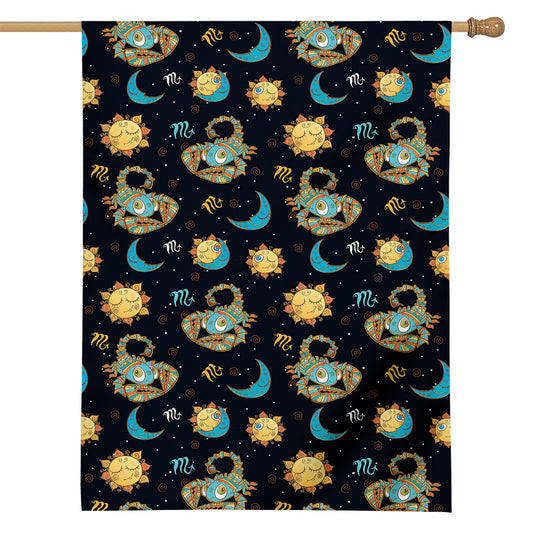 Cute Cartoon Scorpio Pattern Print House Flag
