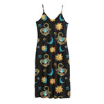 Cute Cartoon Scorpio Pattern Print Jersey Midi Cami Dress