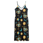 Cute Cartoon Scorpio Pattern Print Jersey Midi Cami Dress