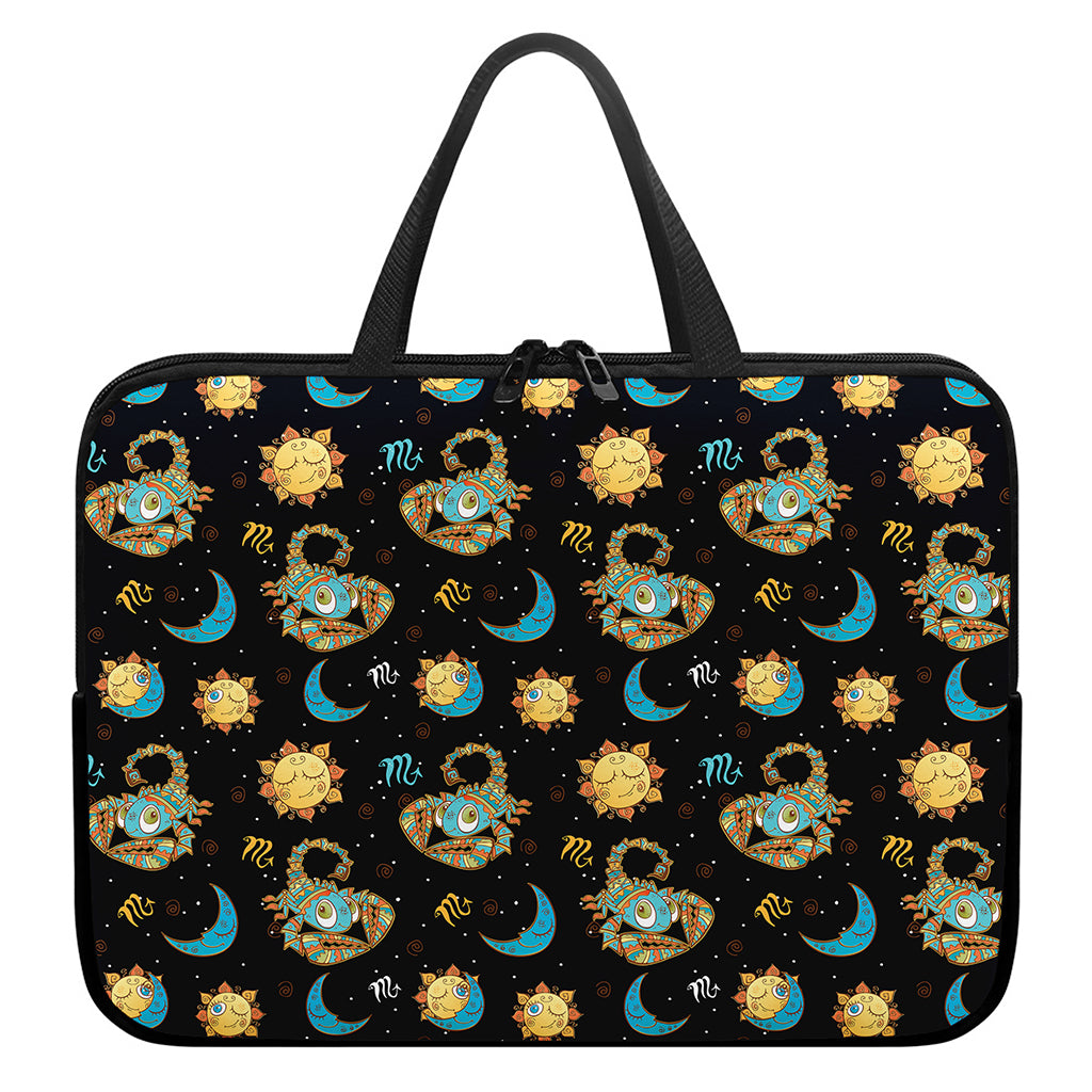 Cute Cartoon Scorpio Pattern Print Laptop Sleeve With Handle