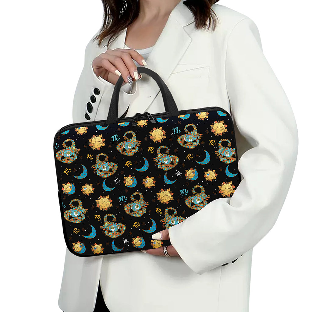 Cute Cartoon Scorpio Pattern Print Laptop Sleeve With Handle