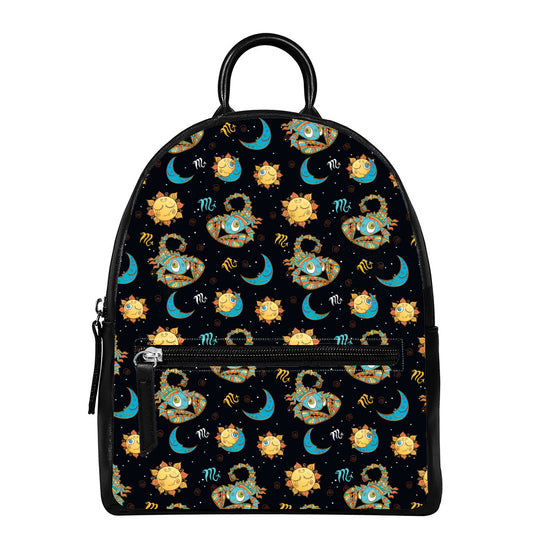 Cute Cartoon Scorpio Pattern Print Leather Backpack