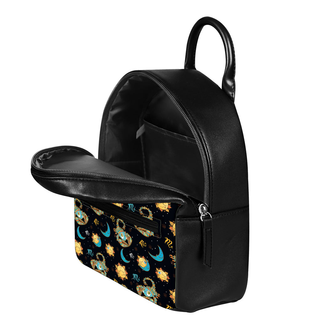 Cute Cartoon Scorpio Pattern Print Leather Backpack