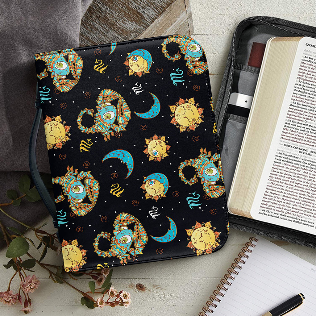 Cute Cartoon Scorpio Pattern Print Leather Bible Cover