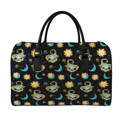Cute Cartoon Scorpio Pattern Print Leather Duffle Bag