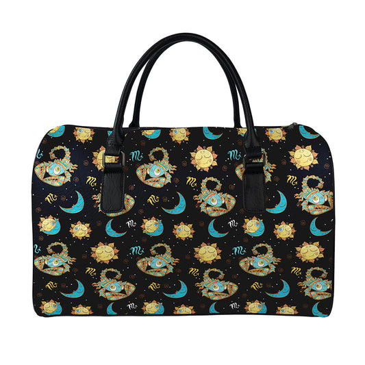 Cute Cartoon Scorpio Pattern Print Leather Duffle Bag