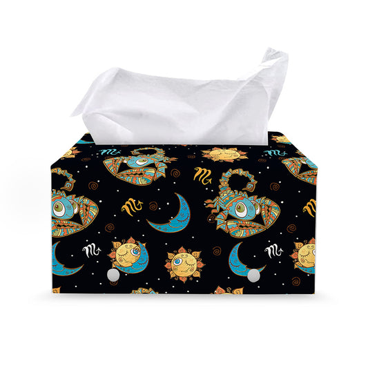 Cute Cartoon Scorpio Pattern Print Leather Tissue Box Cover
