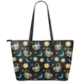 Cute Cartoon Scorpio Pattern Print Leather Tote Bag With Zipper