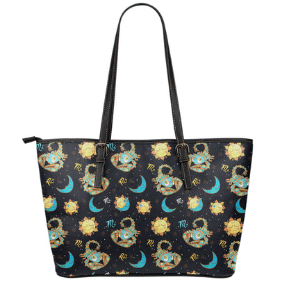 Cute Cartoon Scorpio Pattern Print Leather Tote Bag