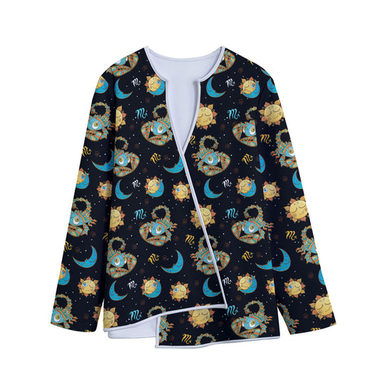Cute Cartoon Scorpio Pattern Print Long Sleeve Short Coat