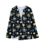Cute Cartoon Scorpio Pattern Print Long Sleeve Short Coat