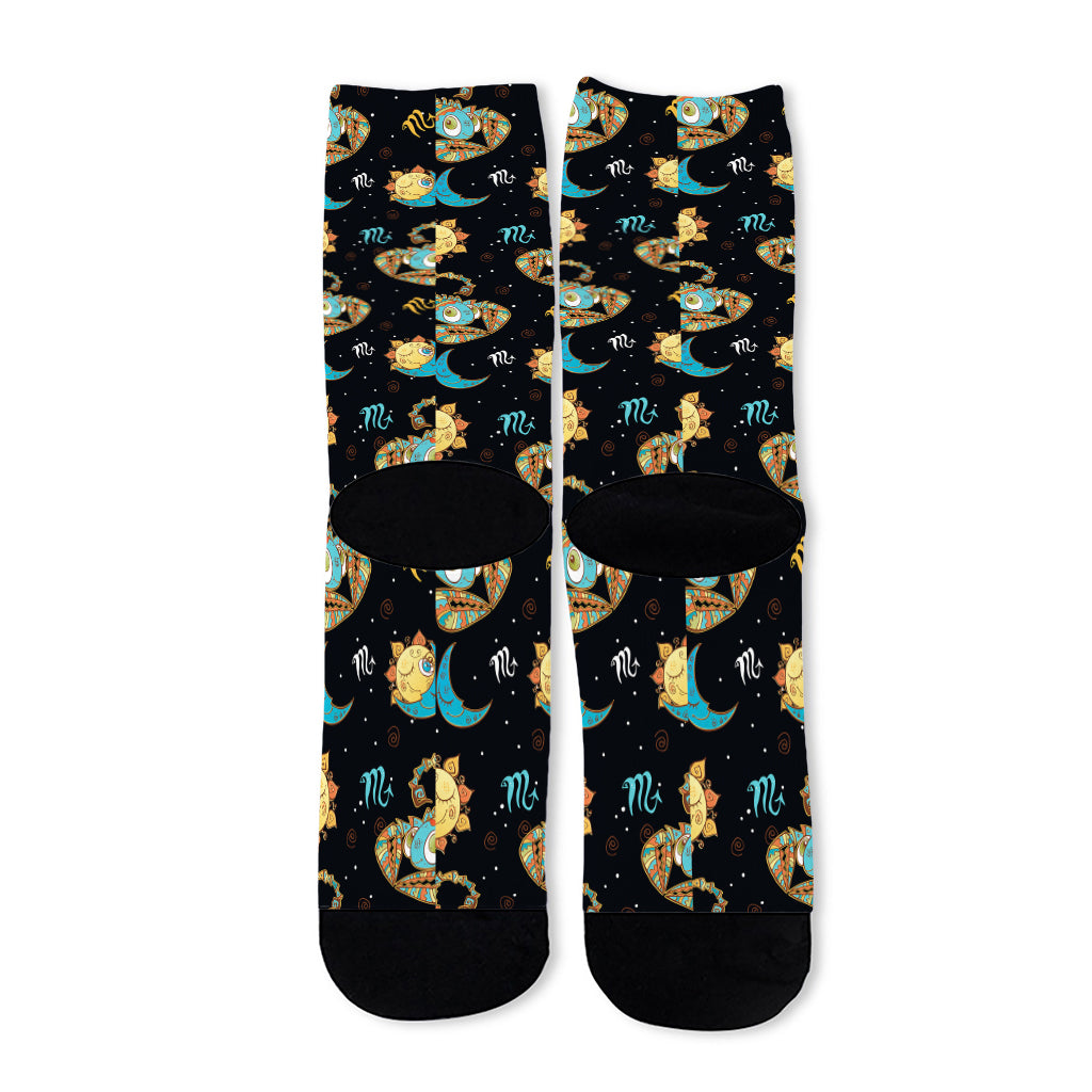 Cute Cartoon Scorpio Pattern Print Long Socks