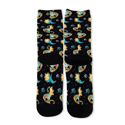 Cute Cartoon Scorpio Pattern Print Long Socks