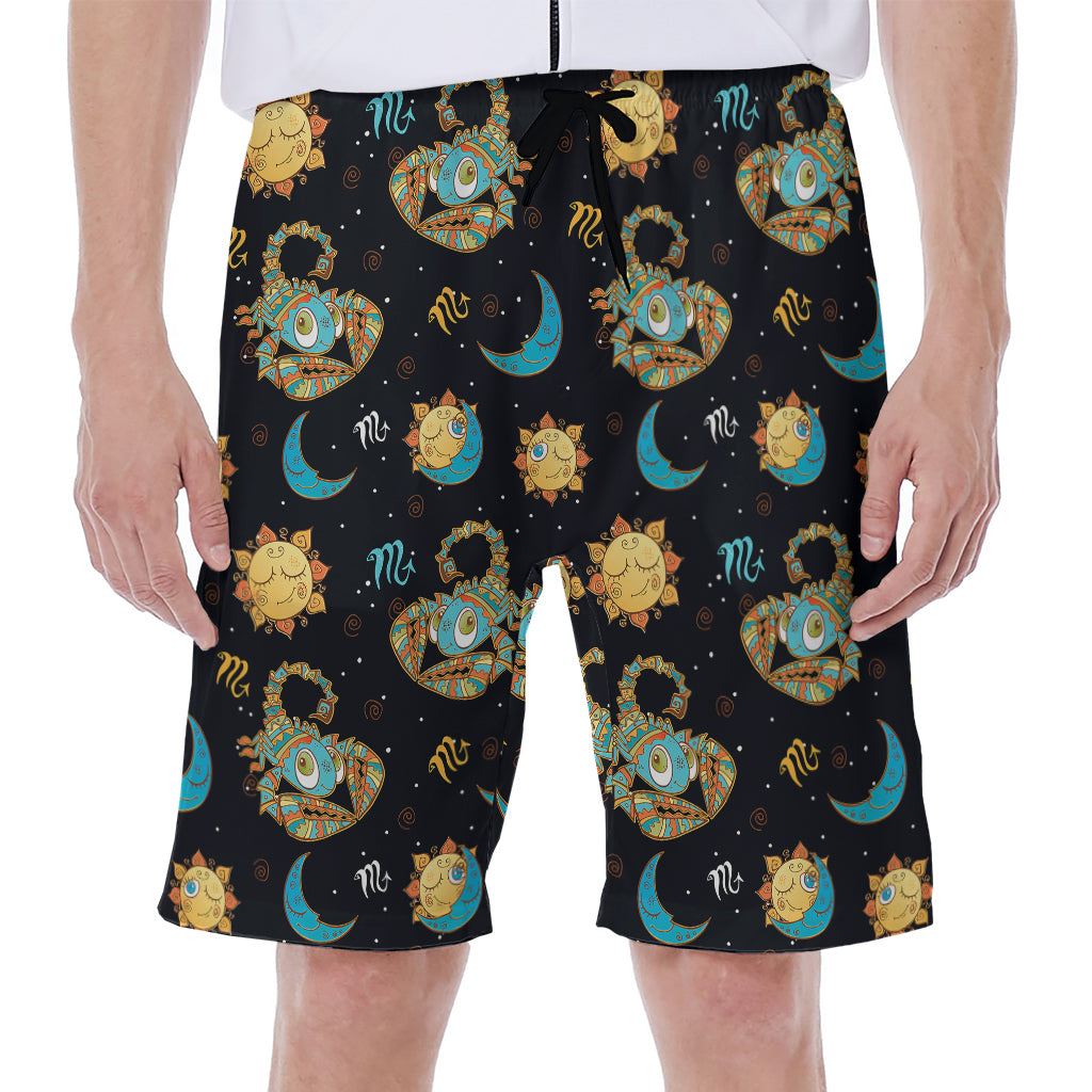 Cute Cartoon Scorpio Pattern Print Men's Beach Shorts