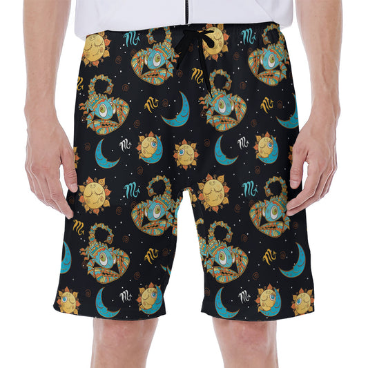 Cute Cartoon Scorpio Pattern Print Men's Beach Shorts