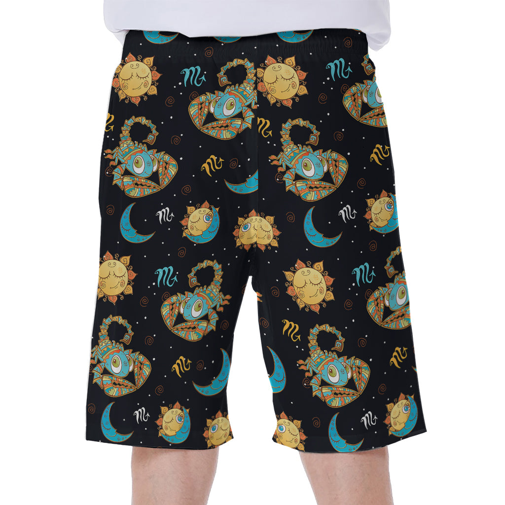 Cute Cartoon Scorpio Pattern Print Men's Beach Shorts