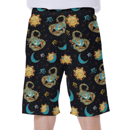 Cute Cartoon Scorpio Pattern Print Men's Beach Shorts
