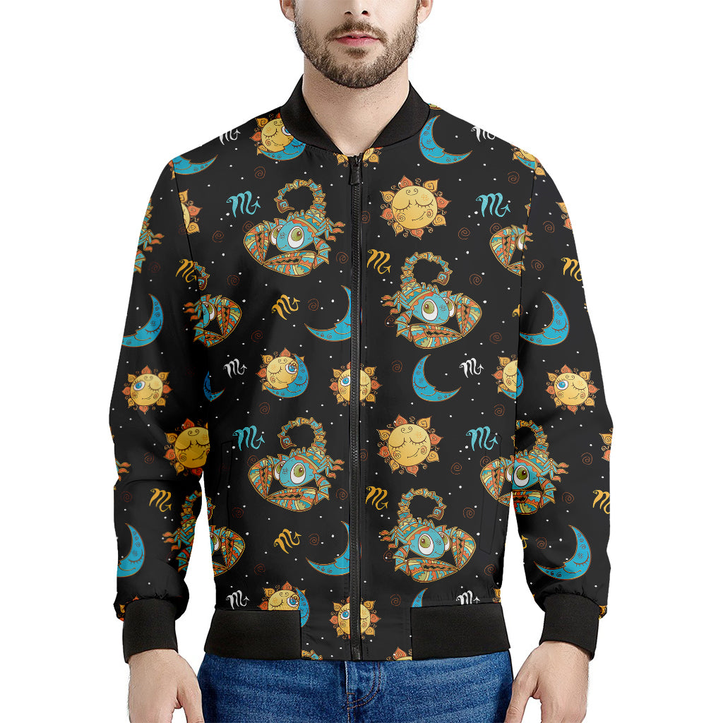 Cute Cartoon Scorpio Pattern Print Men's Bomber Jacket