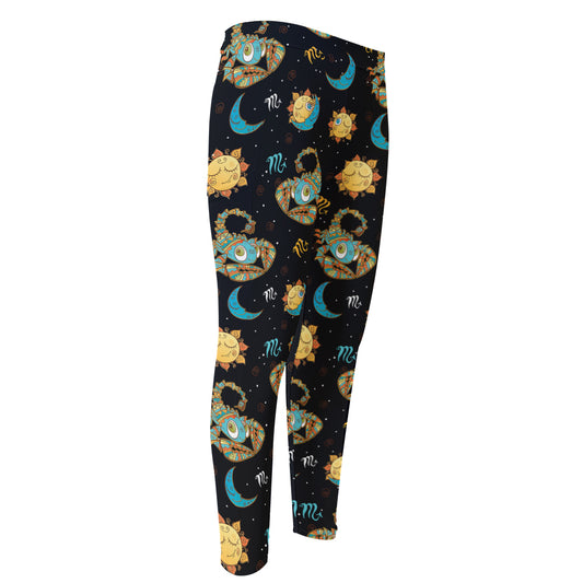 Cute Cartoon Scorpio Pattern Print Men's Compression Pants