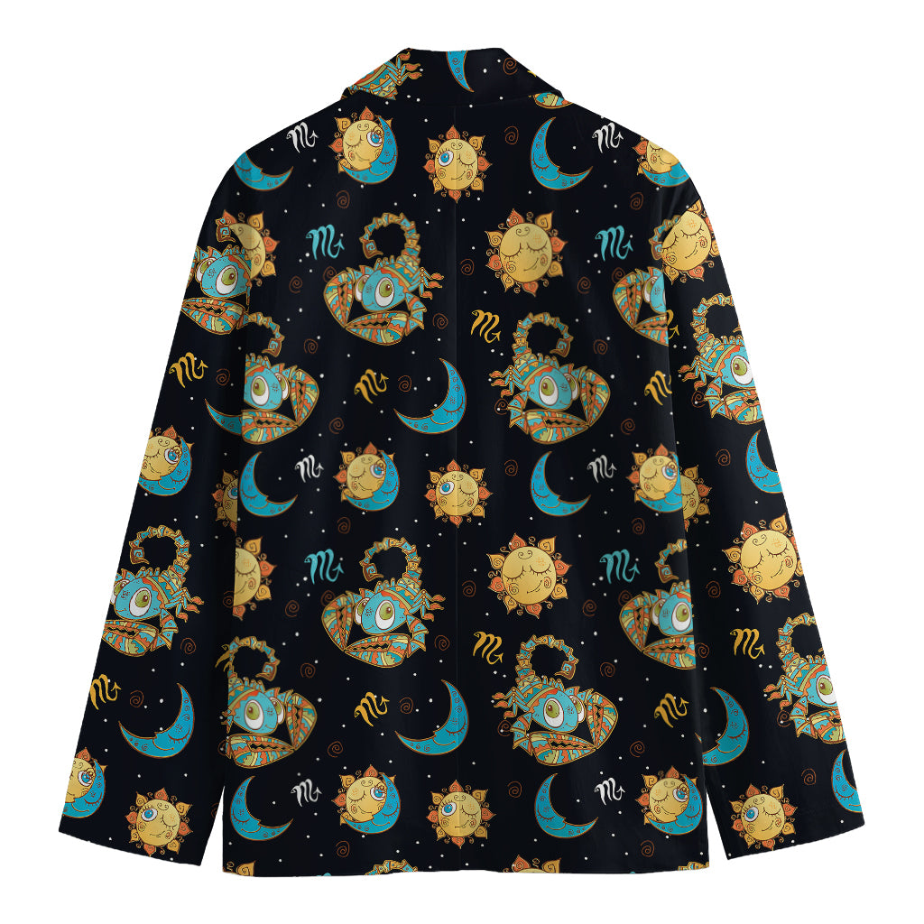 Cute Cartoon Scorpio Pattern Print Men's Cotton Blazer