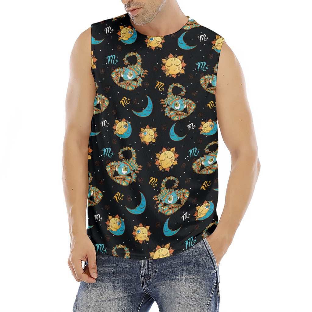 Cute Cartoon Scorpio Pattern Print Men's Fitness Tank Top