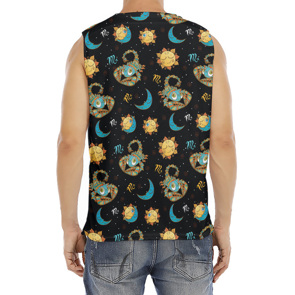 Cute Cartoon Scorpio Pattern Print Men's Fitness Tank Top