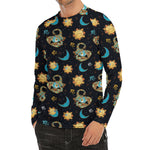 Cute Cartoon Scorpio Pattern Print Men's Long Sleeve Rash Guard