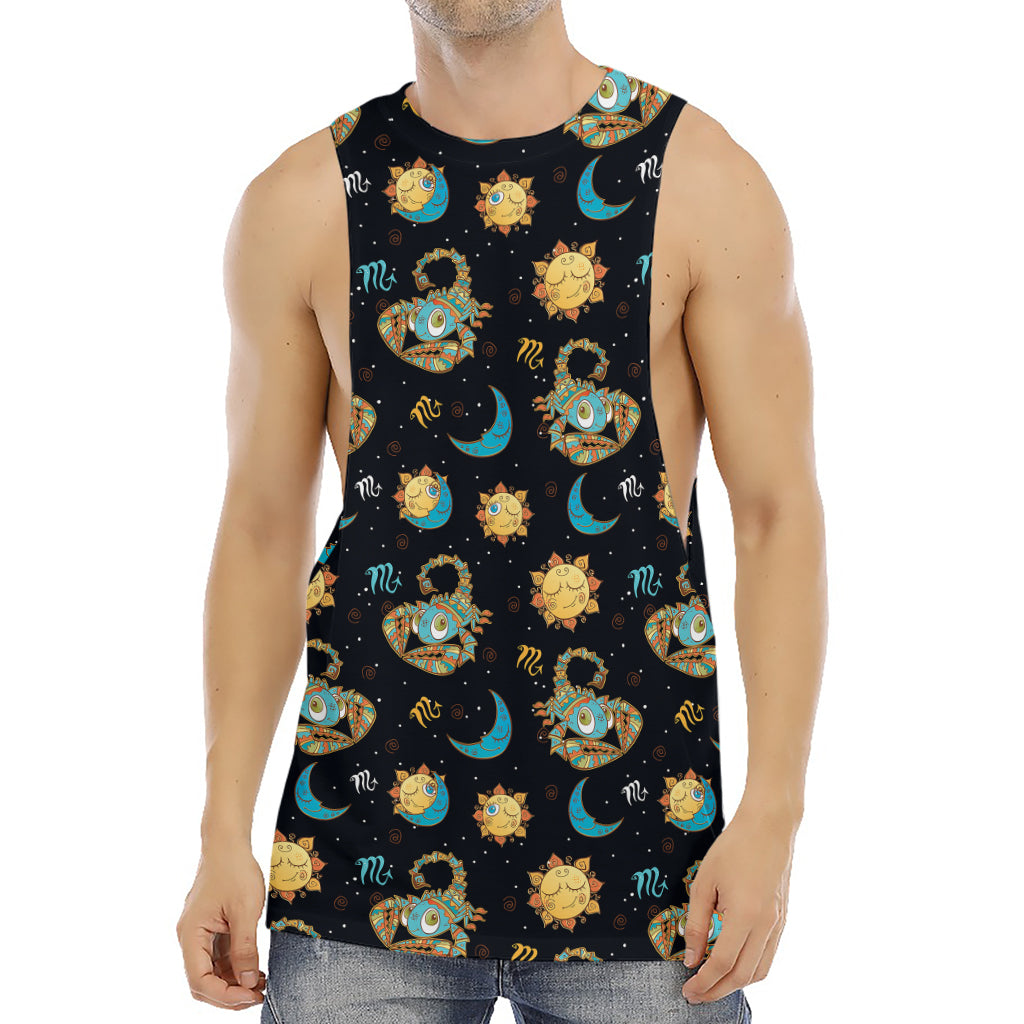 Cute Cartoon Scorpio Pattern Print Men's Muscle Tank Top