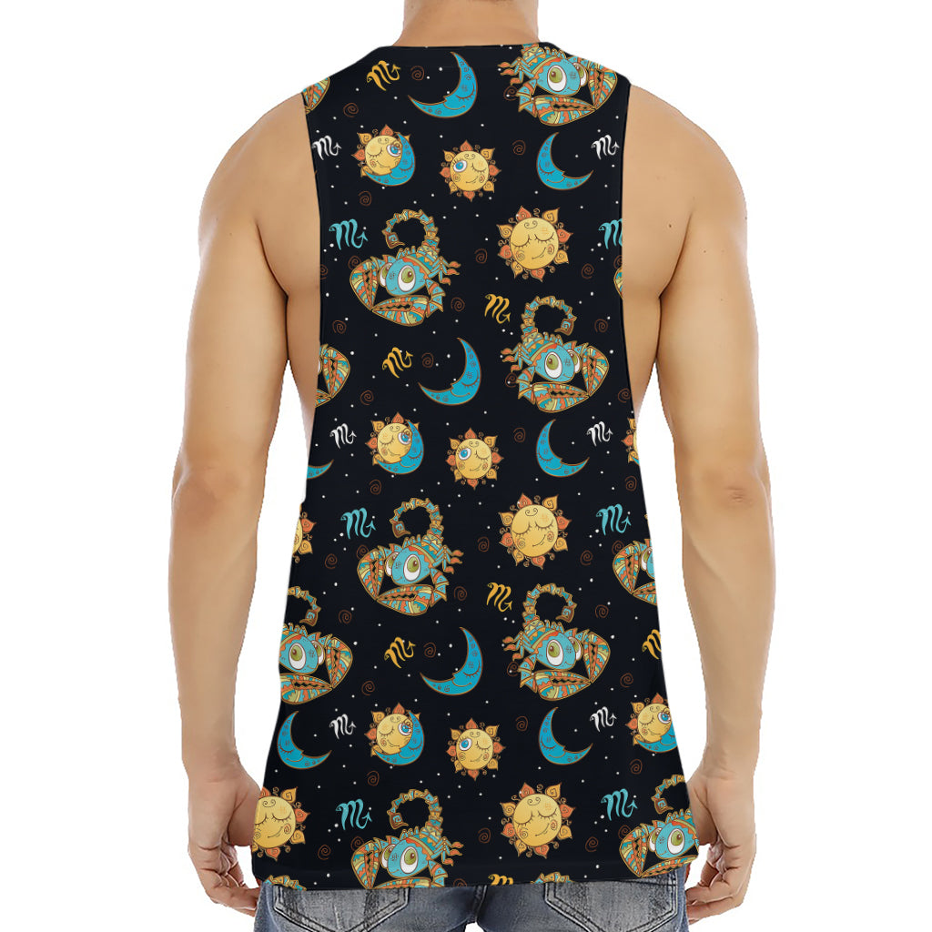 Cute Cartoon Scorpio Pattern Print Men's Muscle Tank Top