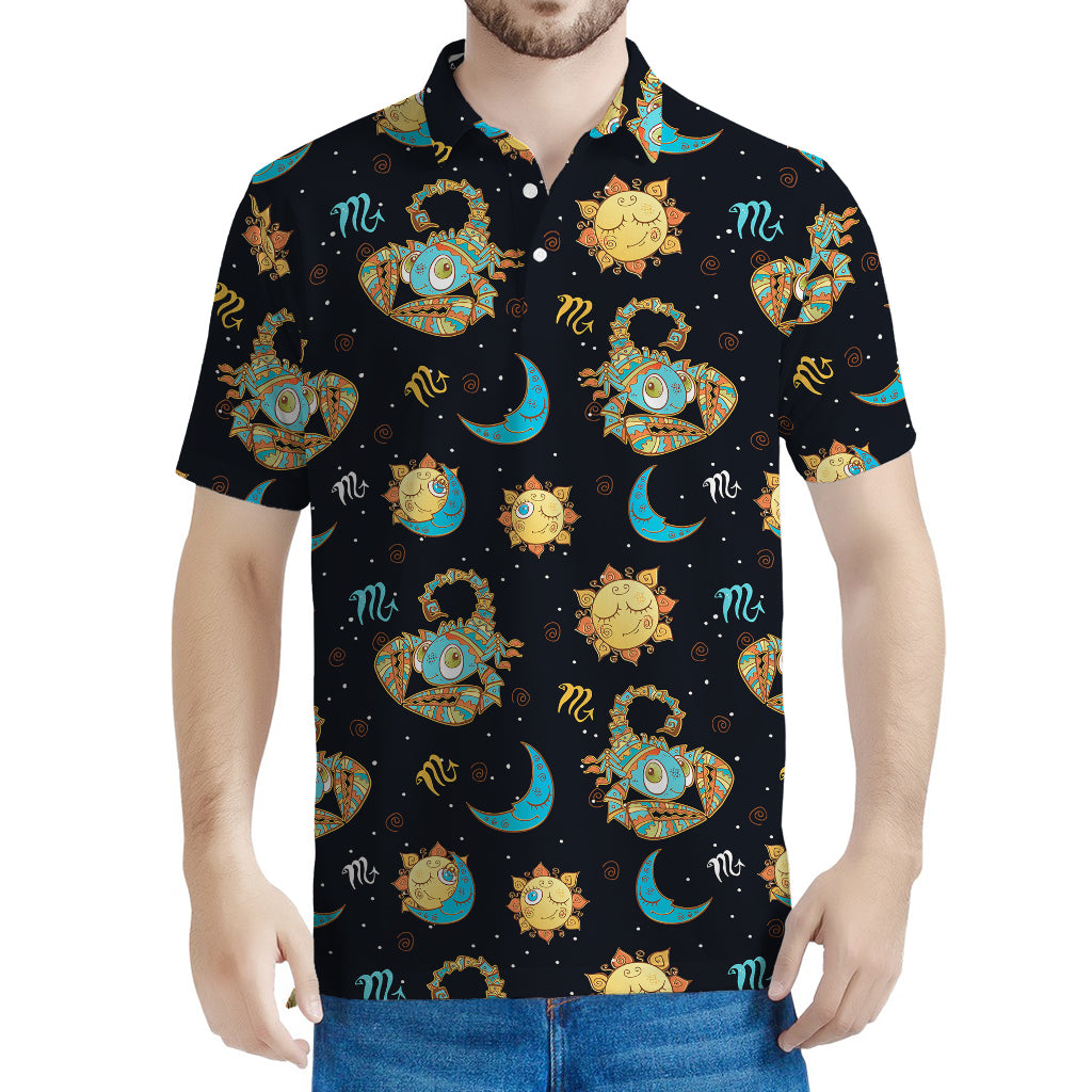Cute Cartoon Scorpio Pattern Print Men's Polo Shirt