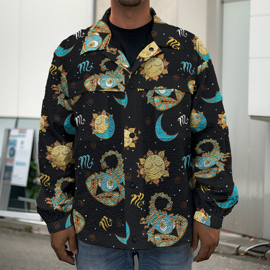 Cute Cartoon Scorpio Pattern Print Men's Shirt Jacket