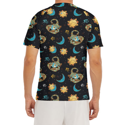 Cute Cartoon Scorpio Pattern Print Men's Short Sleeve Rash Guard