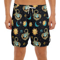 Cute Cartoon Scorpio Pattern Print Men's Split Running Shorts