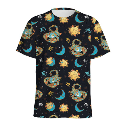 Cute Cartoon Scorpio Pattern Print Men's Sports T-Shirt