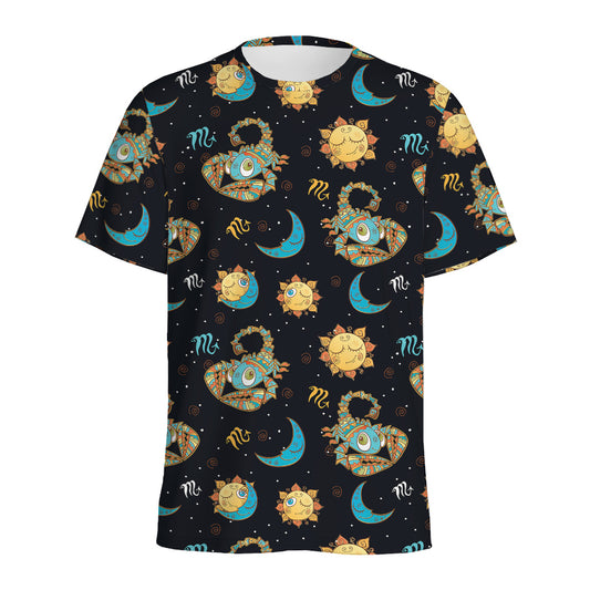 Cute Cartoon Scorpio Pattern Print Men's Sports T-Shirt
