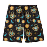 Cute Cartoon Scorpio Pattern Print Men's Swim Trunks