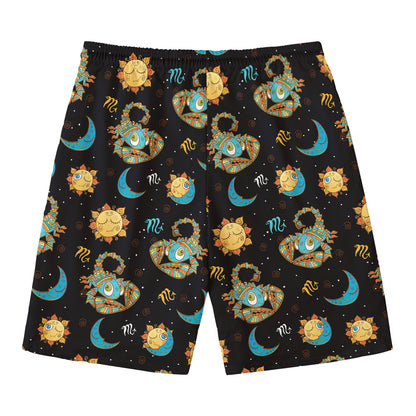 Cute Cartoon Scorpio Pattern Print Men's Swim Trunks