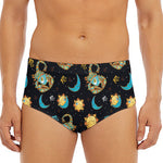 Cute Cartoon Scorpio Pattern Print Men's Triangle Swim Briefs
